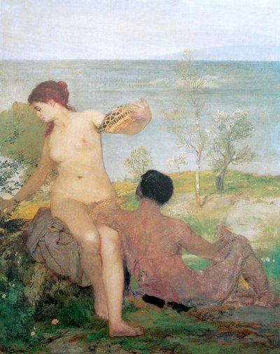 Mädchen und Jüngling beim Blumenpflücken von Arnold Böcklin